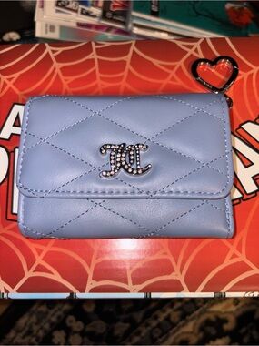 Juicy Couture Quilted Light Blue Women's Wallet with Rhinestone Accent